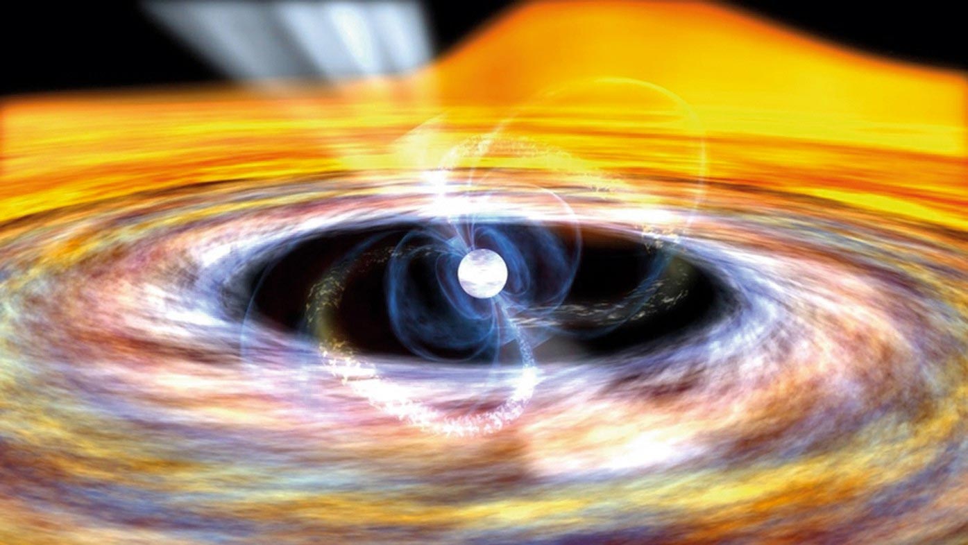 An artist’s impression of an accreting X-ray millisecond pulsar.