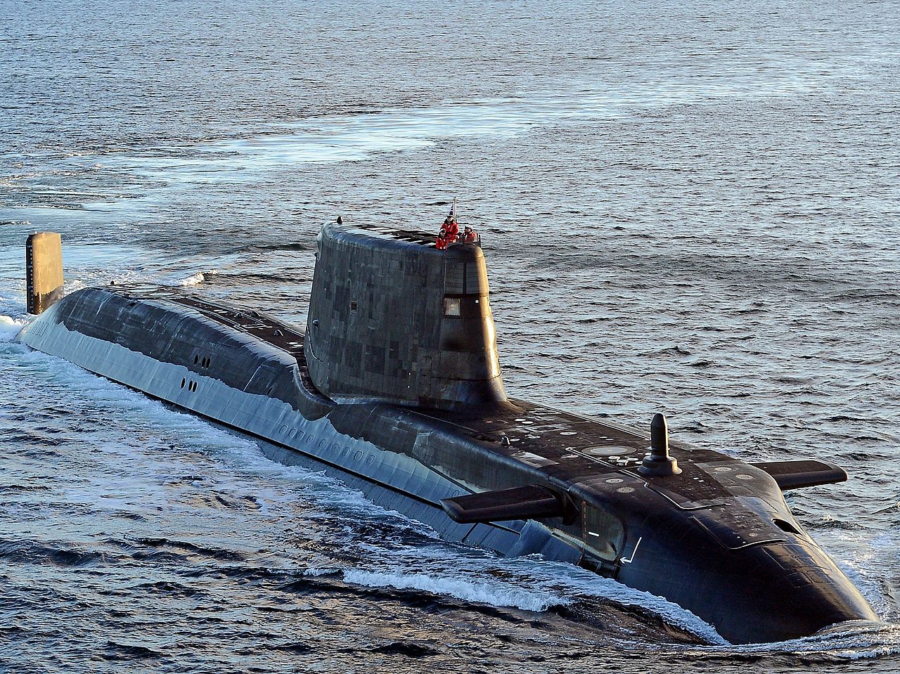 Astute class submarine HMS Ambush is pictured during sea trials near Scotland.