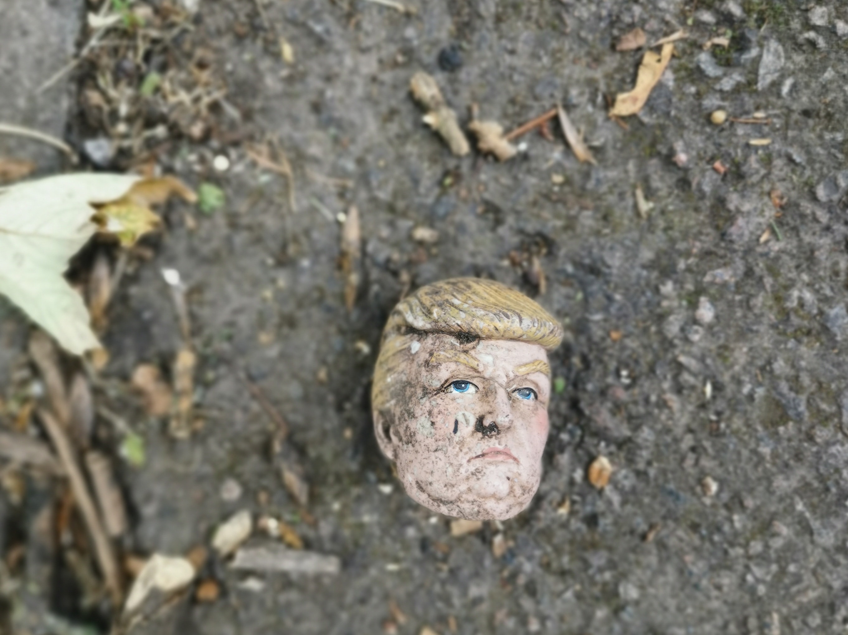 Donald Trump head as a doll.