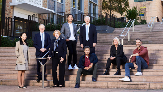The eight 2021 alumni award winners pictured at UNSW's Kensington campus