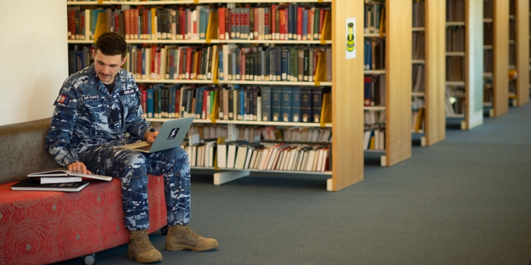 Cadet in Academy Library