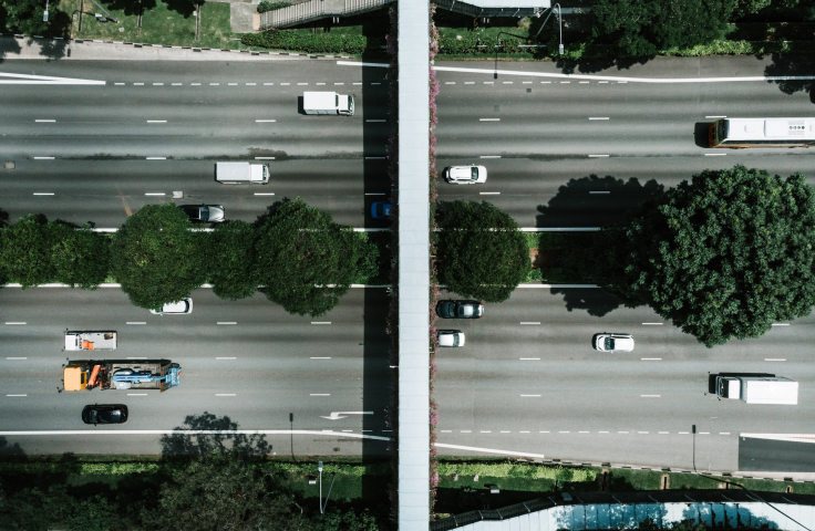 Aerial photography of cars on road during the day. 